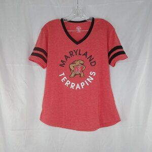 MARYLAND TERRAPINS V NECK T SHIRT WOMEN MEDIUM